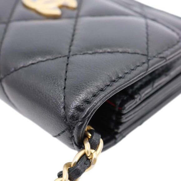 Chanel  Romance Quilted Lambskin Leather Clutch With Chain Black - Picture 7 of 13
